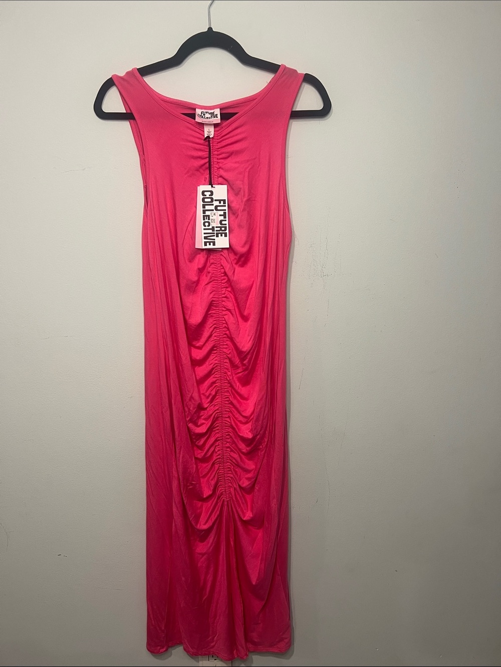 Target — Future Collective Hot Pink Ruched Maxi Dress — NWT — Size L